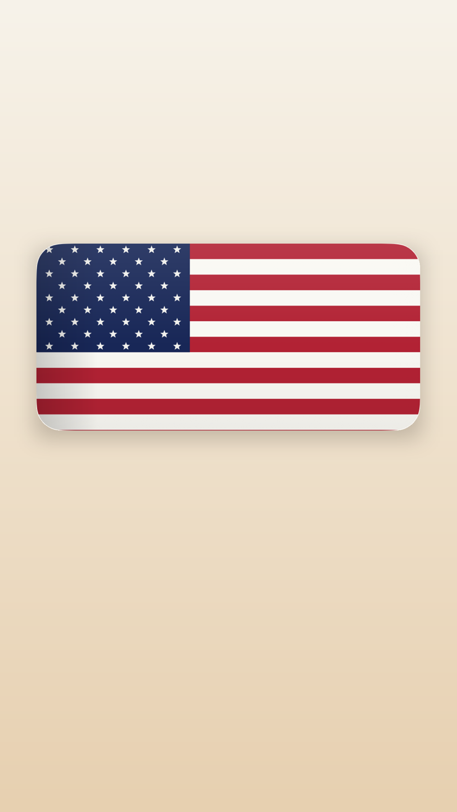 An iPhone home screen with a clean American flag widget on a warm wallpaper.
